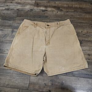 Carhartt Men's Carpenter shorts beige no size tag waist measures 36 2321